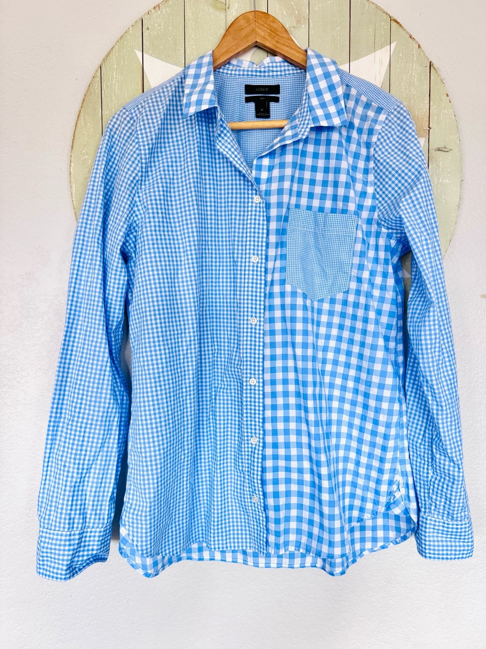 JCREW BLUE GINGHAM WOMENS BUTTON UP VGUC 12